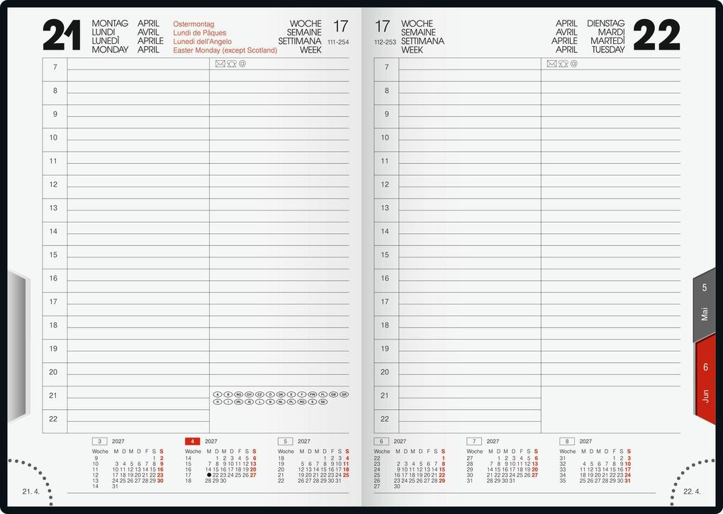 Weitere Ansicht: rido/idé 7028903387 Buchkalender Mod. ROMA 1 2027 A5, Kunststoff, dunkelblau