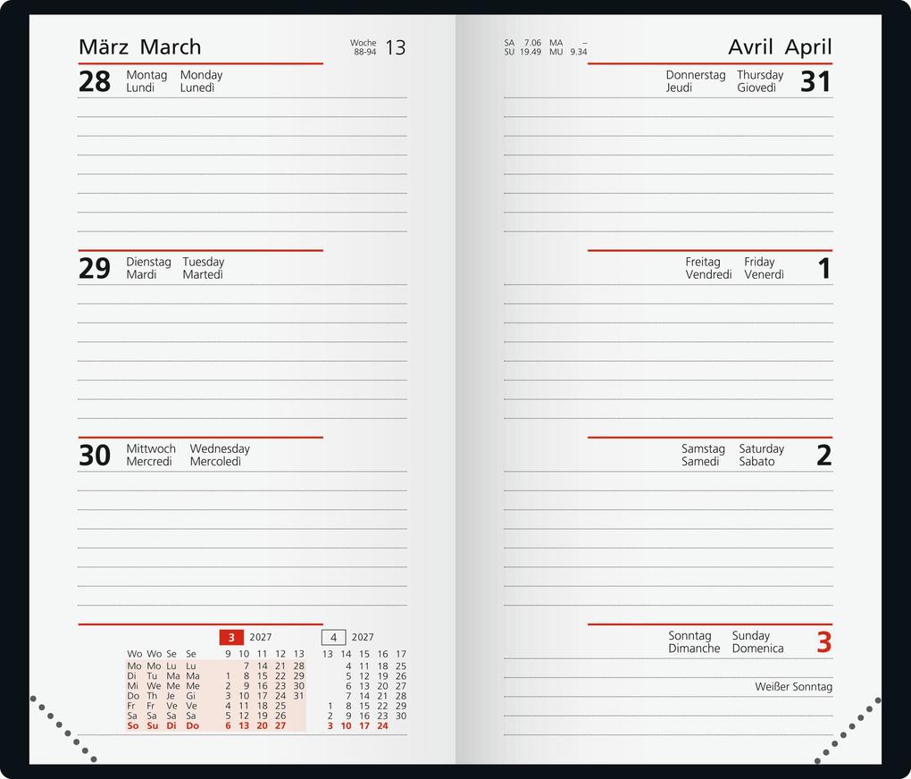 Weitere Ansicht: rido/idé 7016903017 Taschenkalender Mod. Taschenplaner int. 2027 A6, Kunstleder, schwarz