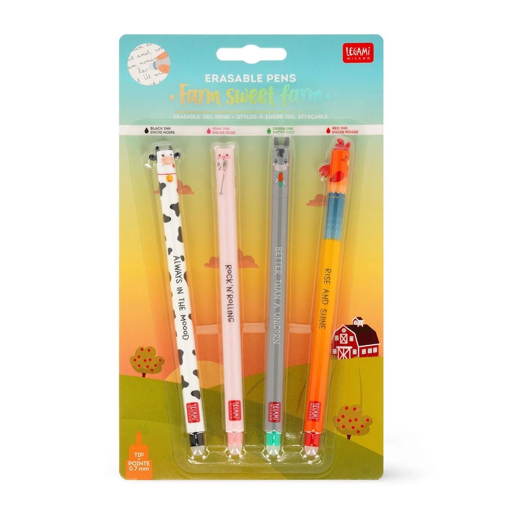 Weitere Ansicht: Legami Gelstifte Erasable Pen - Farm Sweet Farm - 4er Set