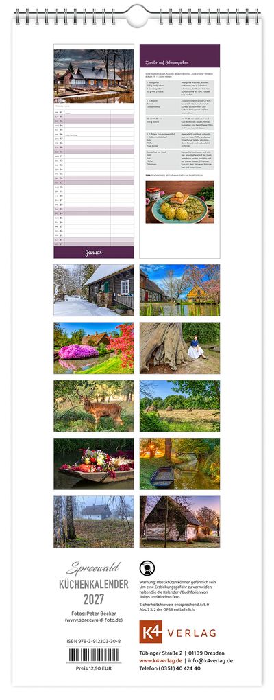 Weitere Ansicht: Küchenkalender Spreewald 2027 NEU! inkl. Rezepte | Peter Becker, K4 Verlag