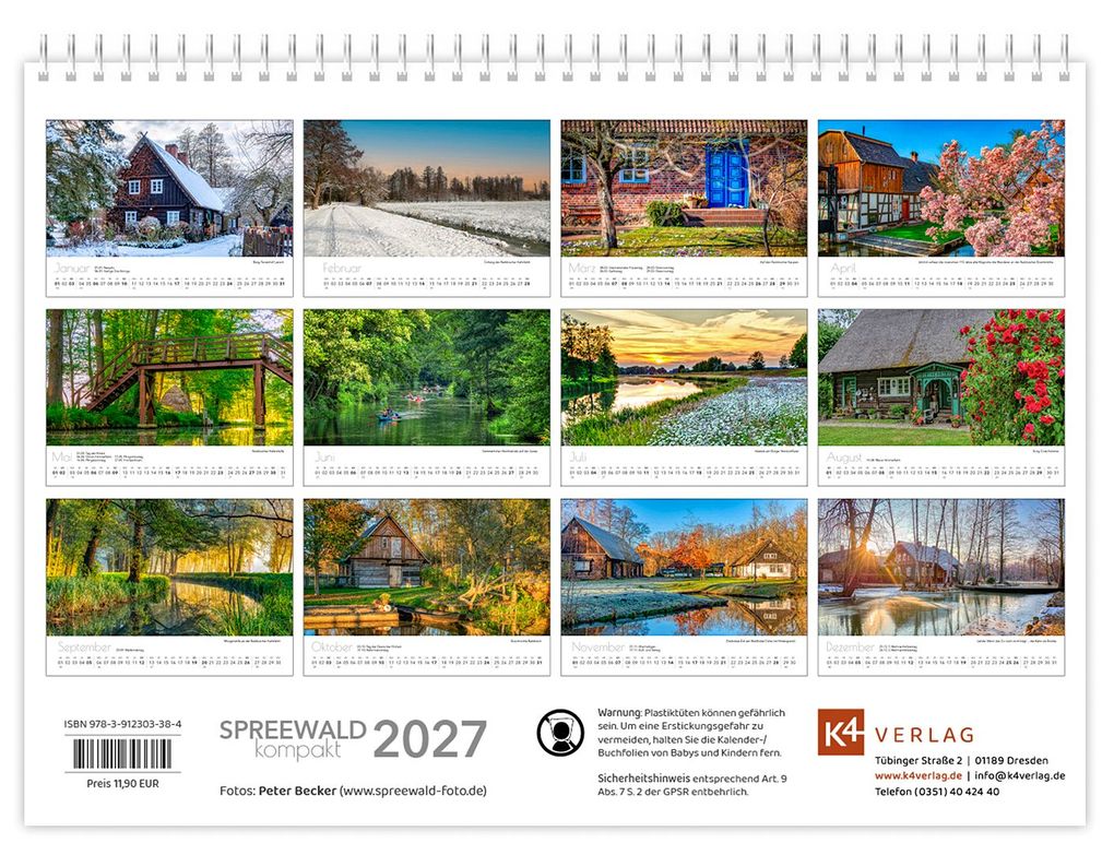 Weitere Ansicht: Kalender Spreewald kompakt - Peter Becker 2027 | Peter Becker, K4 Verlag
