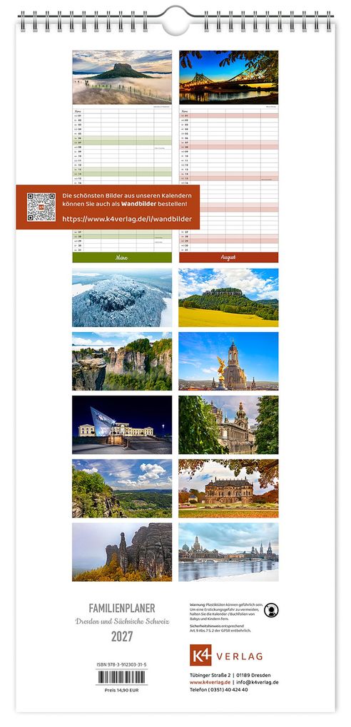 Weitere Ansicht: Familienplaner Dresden und Sächsische Schweiz 2027 | Peter Schubert, K4 Verlag