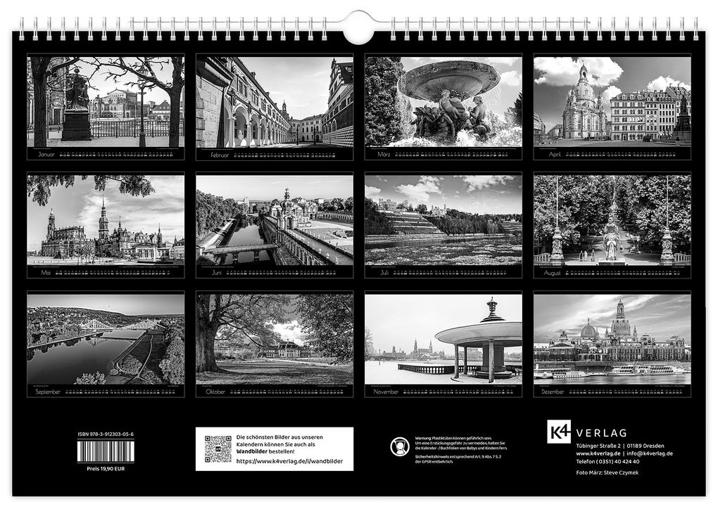 Weitere Ansicht: Kalender Dresden schwarz / weiß 2027 | Peter Schubert