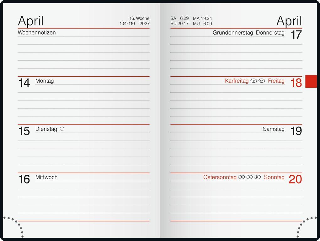 Weitere Ansicht: rido/idé 7011002907 Taschenkalender Mod. partner/Industrie I 2027 A7, Kunststoff, schwarz