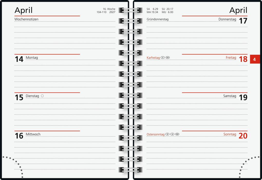 Weitere Ansicht: rido/idé 7013102907 Taschenkalender Mod. perfect/Technik I 2027 A6, Kunststoff, anthrazit