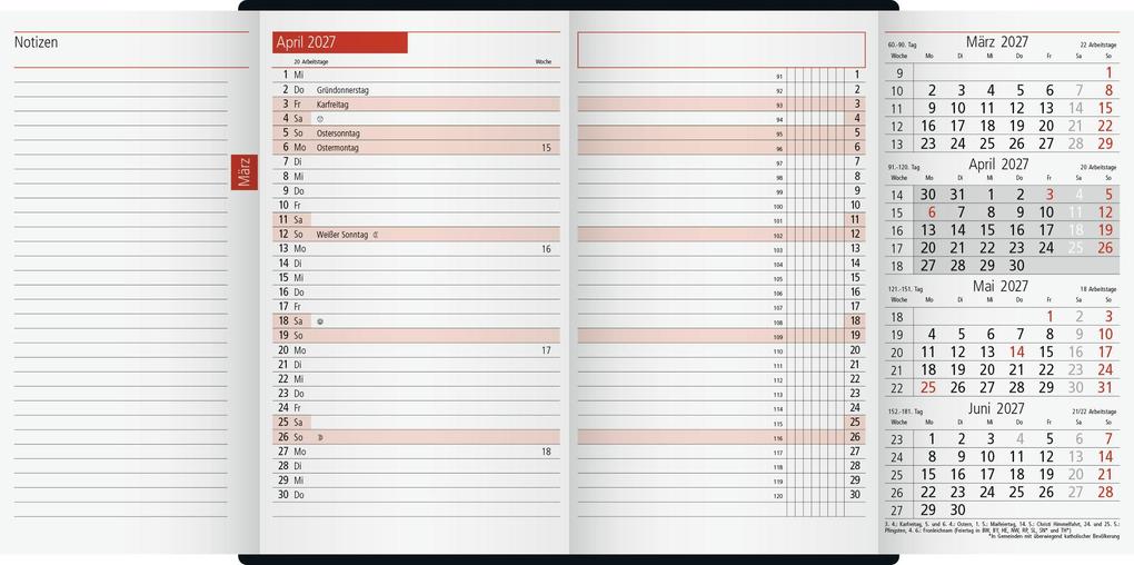 Weitere Ansicht: rido/idé 7040302297 Taschenkalender Mod. TM 12 2027 A6, Kunststoff, bordeaux