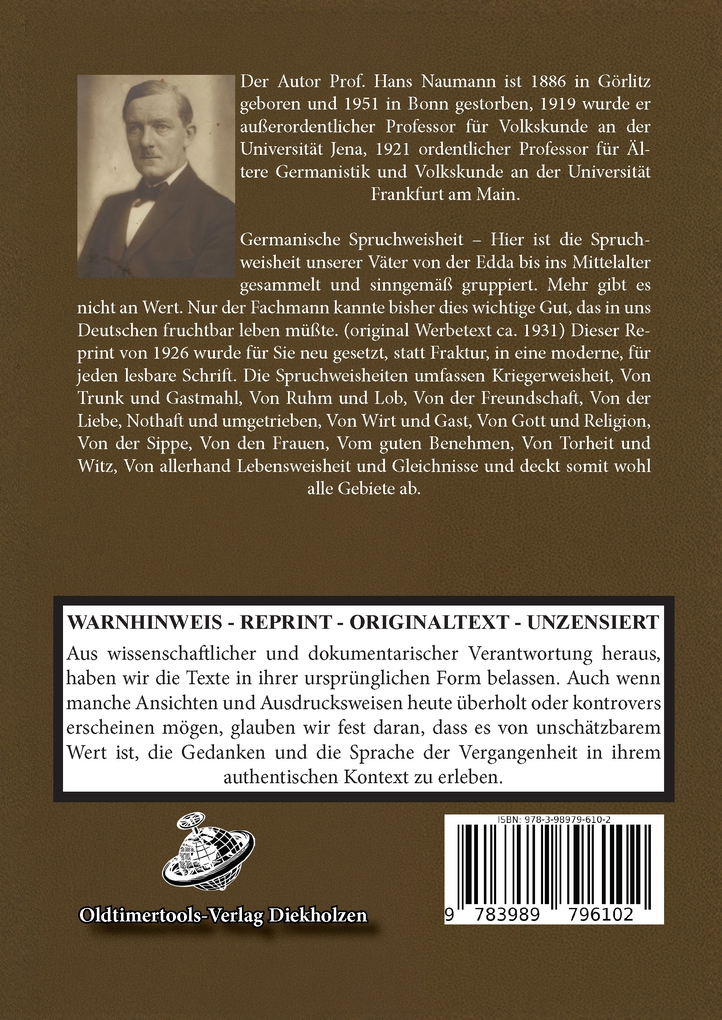 Weitere Ansicht: Germanische Spruchweisheit | Hans Naumann