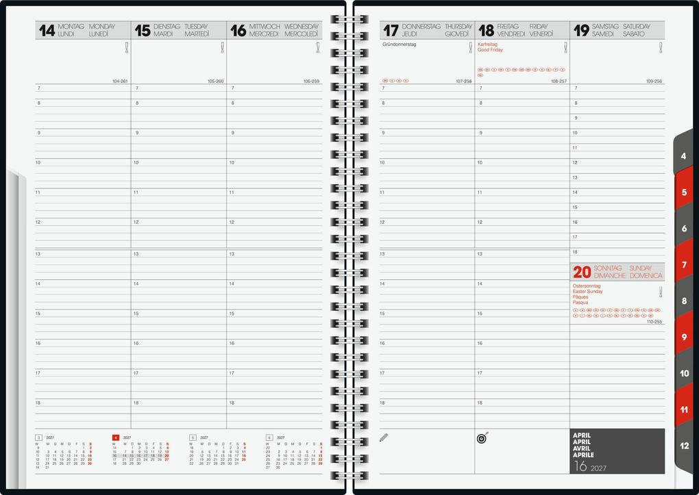 Weitere Ansicht: rido/idé 7023036807 Buchkalender Mod. studioplan int. 2027 168×240 mm, Kunstleder, grau
