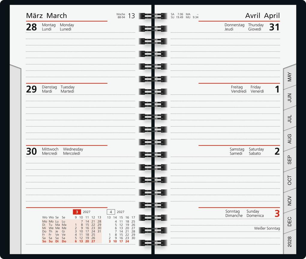 Weitere Ansicht: rido/idé 7017809907 Taschenkalender Mod. Taschenplaner int. 2027 A6, Kunstleder, schwarz