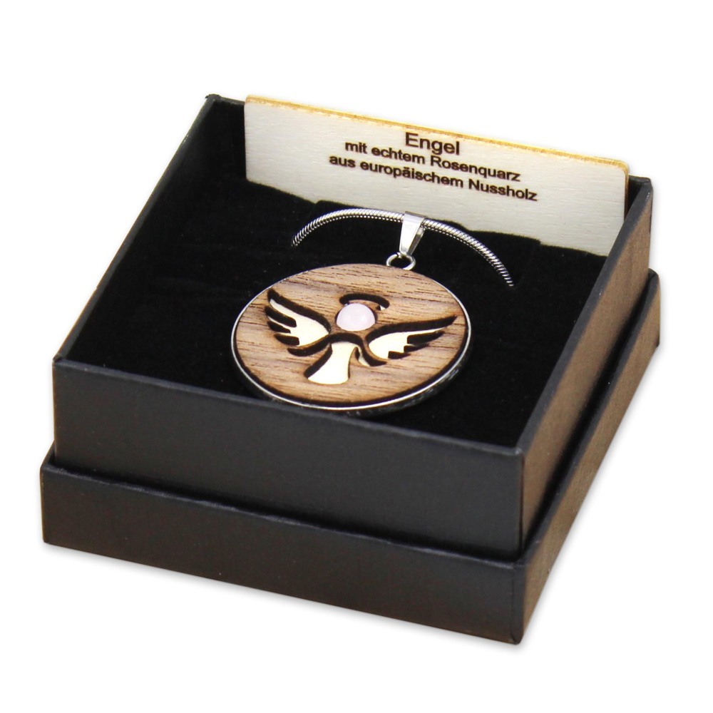 Weitere Ansicht: Edelstein "Waldzeichen" Rosenquarz Schutzengel
