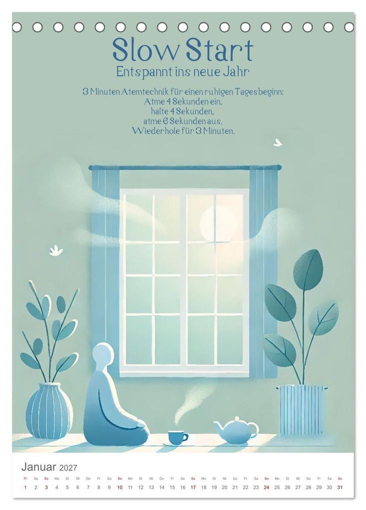 Weitere Ansicht: Dein Anti-Stress Kalender - Monatliche Inspirationen für mehr Entspannung (Tischkalender 2027 DIN A5 hoch), CALVENDO Monatskalender | Fred Schimak, Calvendo
