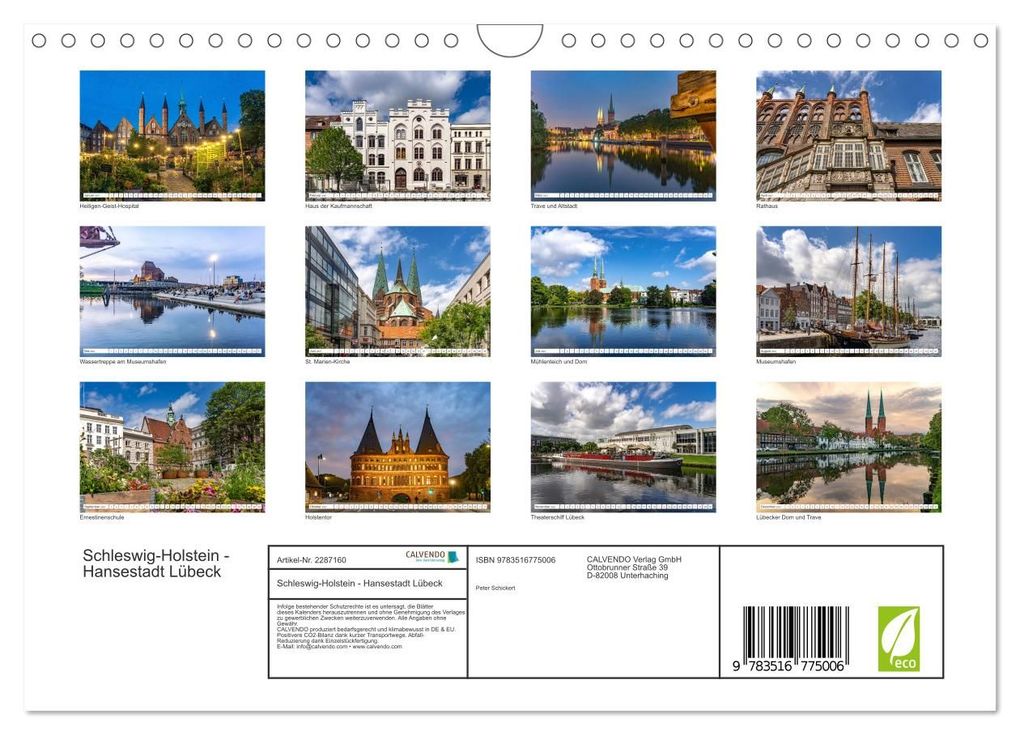 Weitere Ansicht: Schleswig-Holstein - Hansestadt Lübeck (Wandkalender 2027 DIN A4 quer), CALVENDO Monatskalender | Peter Schickert, Calvendo