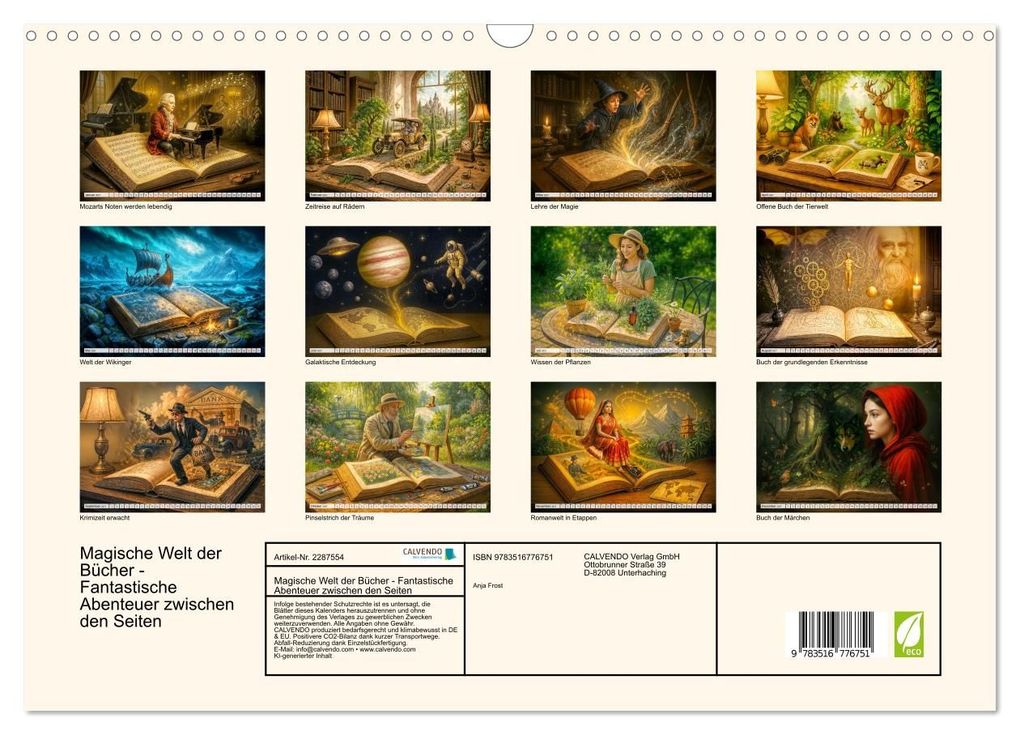 Weitere Ansicht: Magische Welt der Bücher - Fantastische Abenteuer zwischen den Seiten (Wandkalender 2027 DIN A3 quer), CALVENDO Monatskalender | Anja Frost, Calvendo