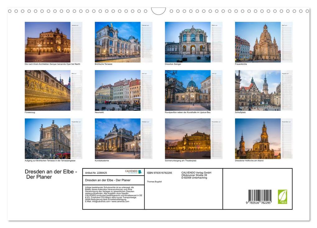 Weitere Ansicht: Dresden an der Elbe - Der Planer (Wandkalender 2027 DIN A3 quer), CALVENDO Monatskalender | Thomas Bugdoll, Calvendo