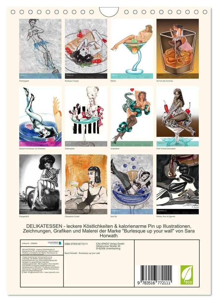 Weitere Ansicht: DELIKATESSEN - leckere Köstlichkeiten & kalorienarme Pin up Illustrationen, Zeichnungen, Grafiken und Malerei der Marke "Burlesque up your wall" von Sara Horwath (Wandkalender 2027 DIN A4 hoch), CALVENDO Monatskalender | Sara Horwath - Burlesque up your wall, Calvendo