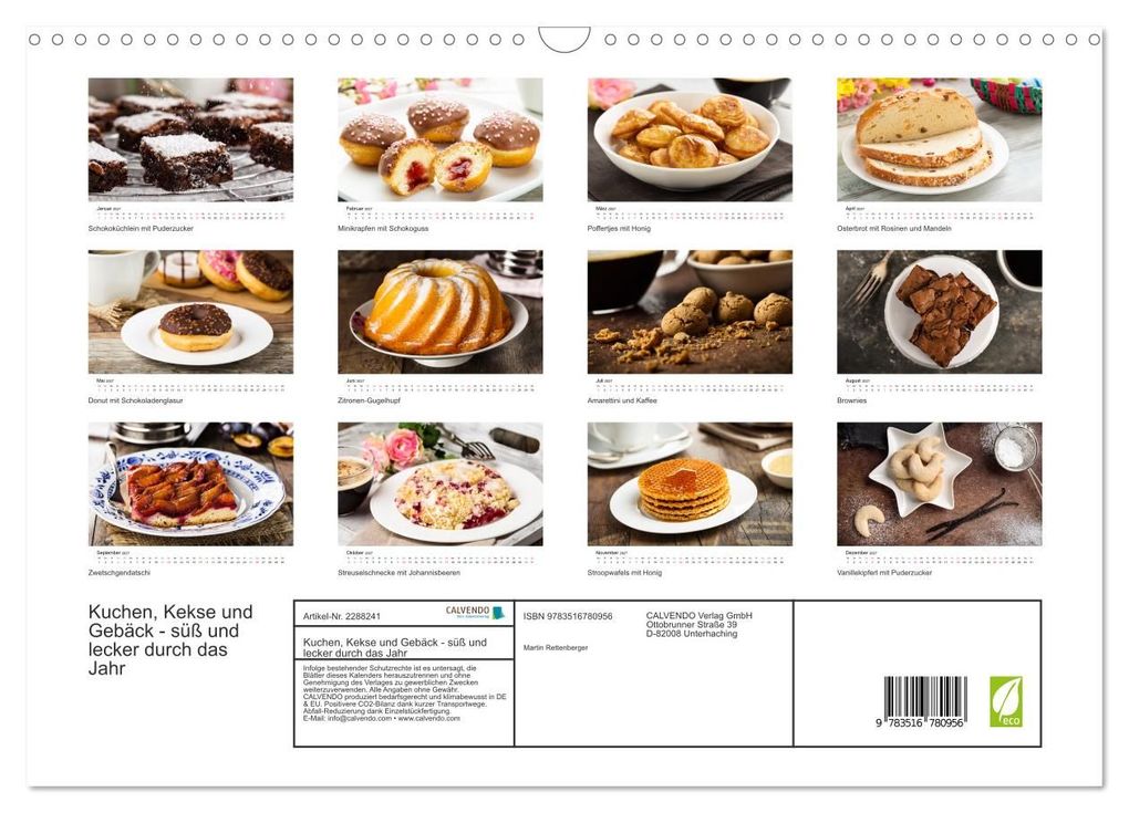 Weitere Ansicht: Kuchen, Kekse und Gebäck - süß und lecker durch das Jahr (Wandkalender 2027 DIN A3 quer), CALVENDO Monatskalender | Martin Rettenberger, Calvendo