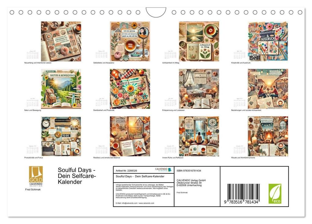 Weitere Ansicht: Soulful Days - Dein Selfcare-Kalender (Wandkalender 2027 DIN A4 quer), CALVENDO Monatskalender | Fred Schimak, Calvendo
