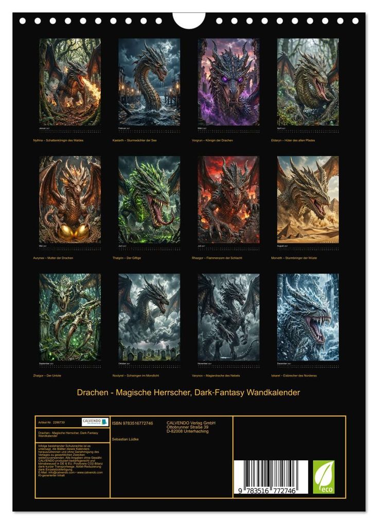 Weitere Ansicht: Drachen - Magische Herrscher, DarkFantasy Wandkalender (Wandkalender 2027 DIN A4 hoch), CALVENDO Monatskalender | Sebastian Lüdke, Calvendo