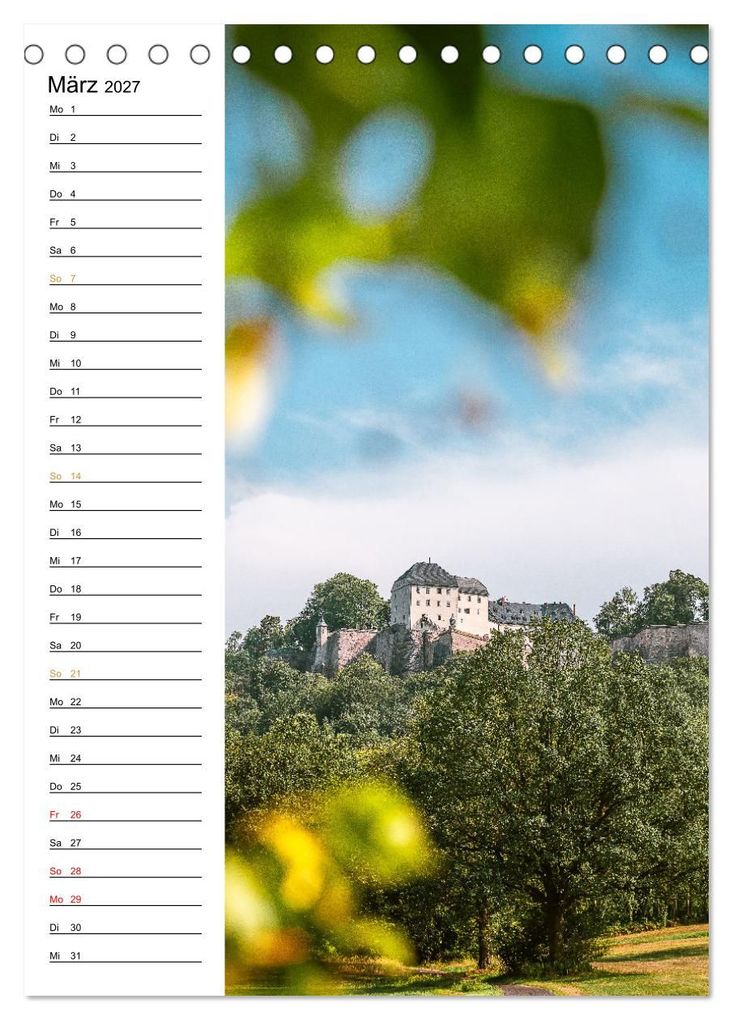 Weitere Ansicht: Sachsens Burgen und Schlösser - Beschreibbarer Kalender mit Ortsangaben (Tischkalender 2027 DIN A5 hoch), CALVENDO Monatskalender | Benjamin Bisanz, Calvendo