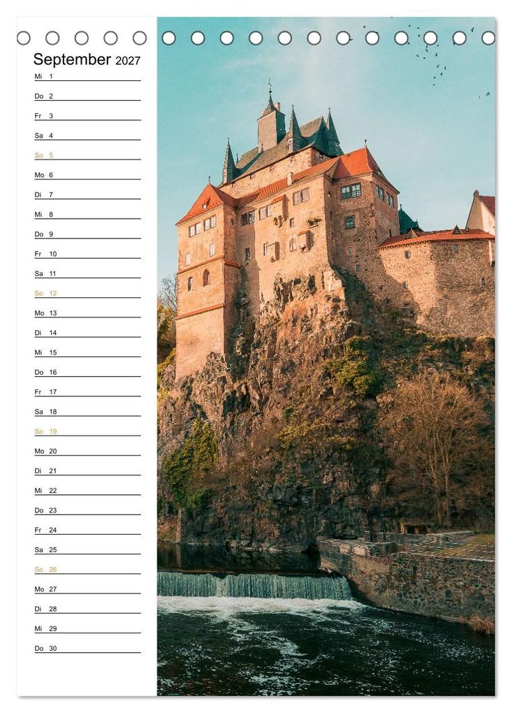 Weitere Ansicht: Sachsens Burgen und Schlösser - Beschreibbarer Kalender mit Ortsangaben (Tischkalender 2027 DIN A5 hoch), CALVENDO Monatskalender | Benjamin Bisanz, Calvendo
