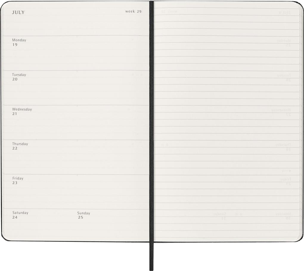 Weitere Ansicht: Moleskine 18 Monate Wochen Notizkalender 2026/2027, L/A5, 1 Wo = 1 Seite, Rechts linierte Seite, Fester Einband, Schwarz