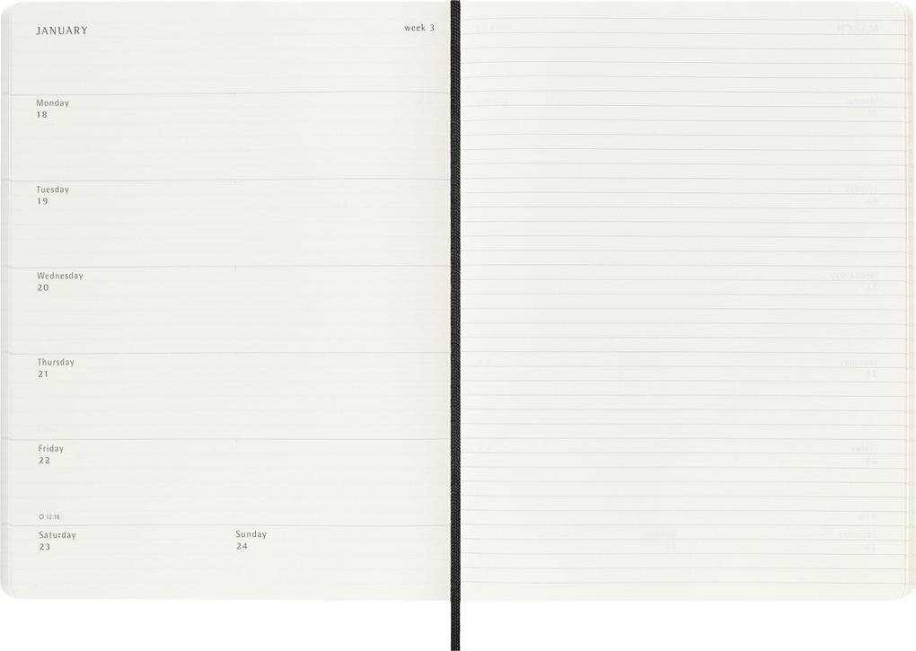 Weitere Ansicht: Moleskine 18 Monate Wochenkalender 2026/2027, XL, 1 Wo = 1 Seite, Rechts Linierte Seite, Weicher Einband, Schwarz