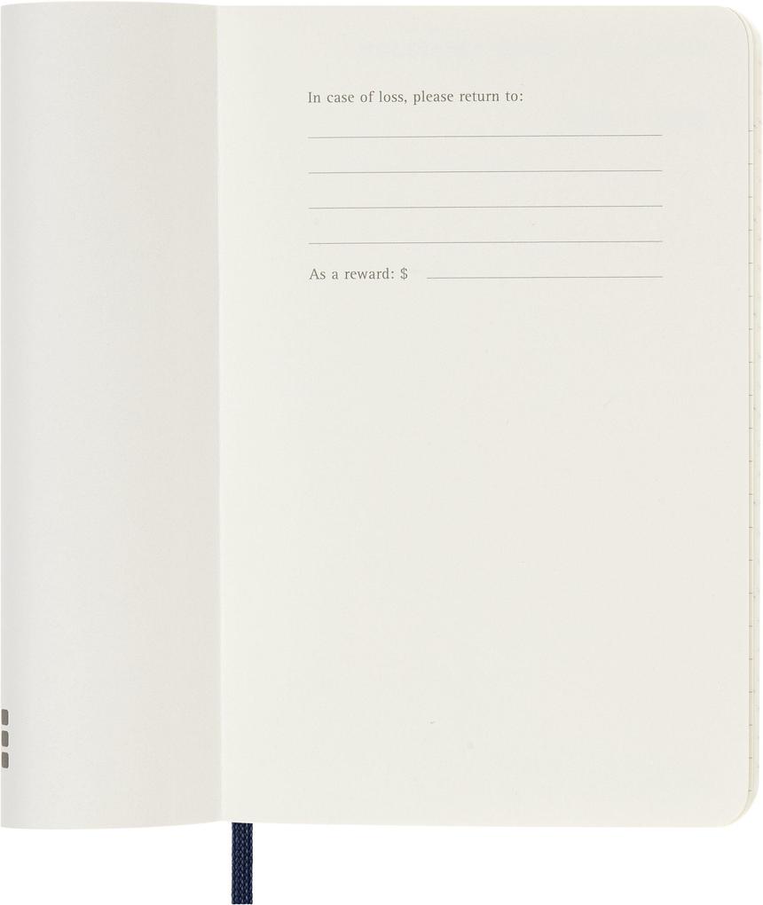 Weitere Ansicht: Moleskine 18 Monate Wochen Notizkalender 2026/2027, Pocket/A6, 1 Wo = 1 Seite, rechts linierte Seite, Weicher Einband, Saphir
