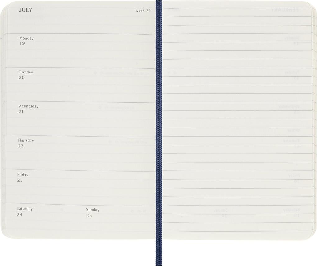 Weitere Ansicht: Moleskine 18 Monate Wochen Notizkalender 2026/2027, Pocket/A6, 1 Wo = 1 Seite, rechts linierte Seite, Weicher Einband, Saphir