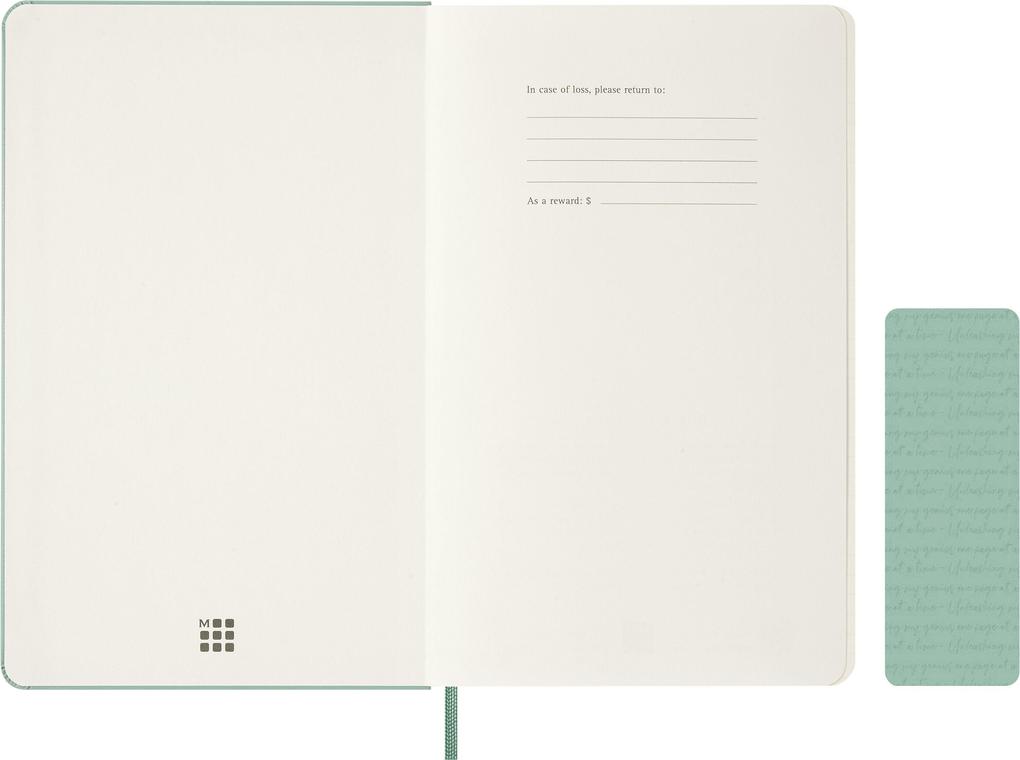 Weitere Ansicht: Moleskine 18 Monate Wochen Notizkalender 2026/2027, L/A5, 1 Wo = 1 Seite, rechts linierte Seite, fester Einband, Salbeigrün