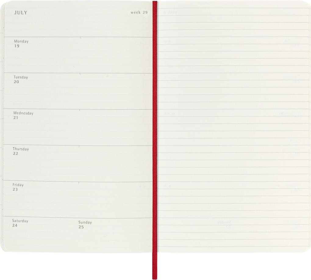 Weitere Ansicht: Moleskine 18 Monate Wochen Notizkalender 2026/2027, Large/A5, 1 Wo = 1 Seite, rechts linierte Seite, Weicher Einband, Scharlachrot