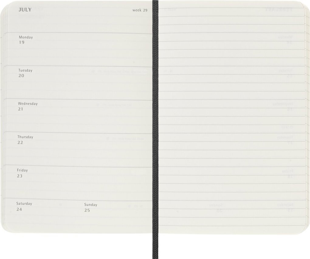Weitere Ansicht: Moleskine 18 Monate Wochenkalender 2026/2027, P/A6, 1 Wo = 1 Seite, Rechts Linierte Seite, Weicher Einband, Schwarz