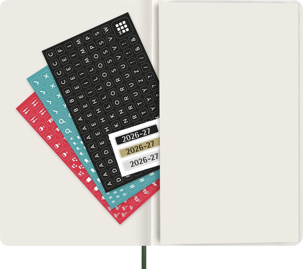 Weitere Ansicht: Moleskine 18 Monate Wochen Notizkalender 2026/2027, L/A5, 1 Wo = 1 Seite, rechts linierte Seite, weicher Einband, Myrtengrün<BR>