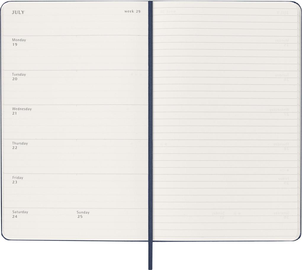 Weitere Ansicht: Moleskine 18 Monate Wochen Notizkalender 2026/2027, L/A5, 1 Wo = 1 Seite, Rechts linierte Seite, Fester Einband, Saphir