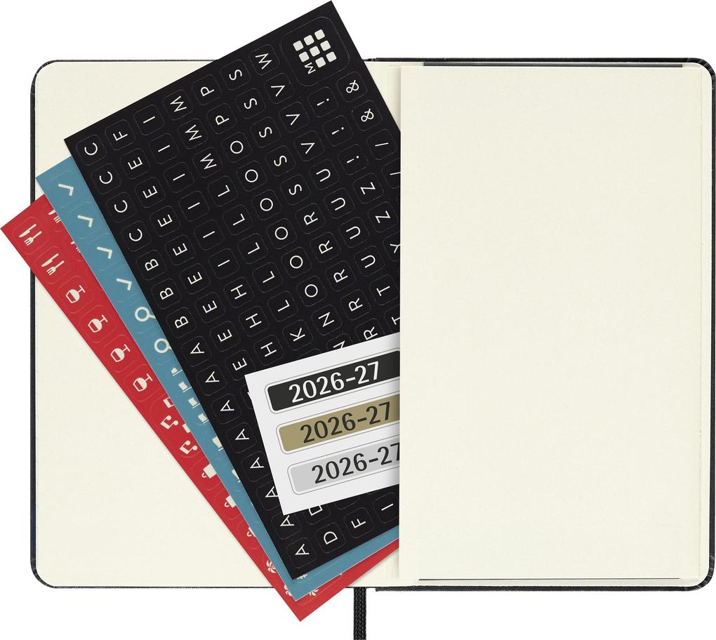 Weitere Ansicht: Moleskine 18 Monate Wochen Notizkalender 2026/2027, P/A6, 1 Wo = 1 Seite, Rechts linierte Seite, Fester Einband, Schwarz<BR>