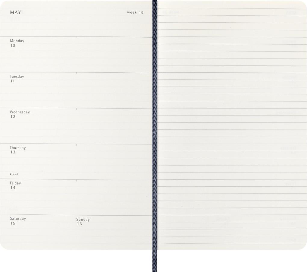 Weitere Ansicht: Moleskine 18 Monate Wochen Notizkalender 2026/2027, Large/A5, 1 Wo = 1 Seite, rechts linierte Seite, Weicher Einband, Saphir