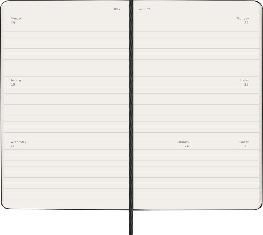 Weitere Ansicht: Moleskine 18 Monate Wochenkalender 2026/2027, L/A5, 1 Wo = 2 Seiten, Horizontal, Fester Einband, Schwarz