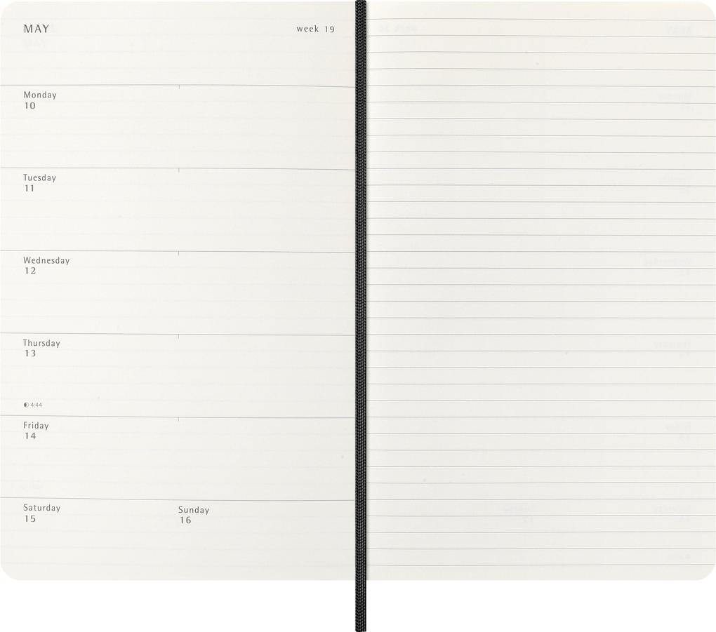 Weitere Ansicht: Moleskine 18 Monate Wochenkalender 2026/2027, L/A5, 1 Wo = 1 Seite, Rechts Linierte Seite, Weicher Einband, Schwarz