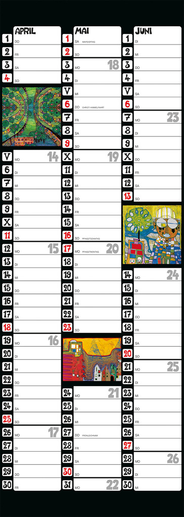 Weitere Ansicht: Hundertwasser Streifenkalender Art 2027 | Friedensreich Hundertwasser
