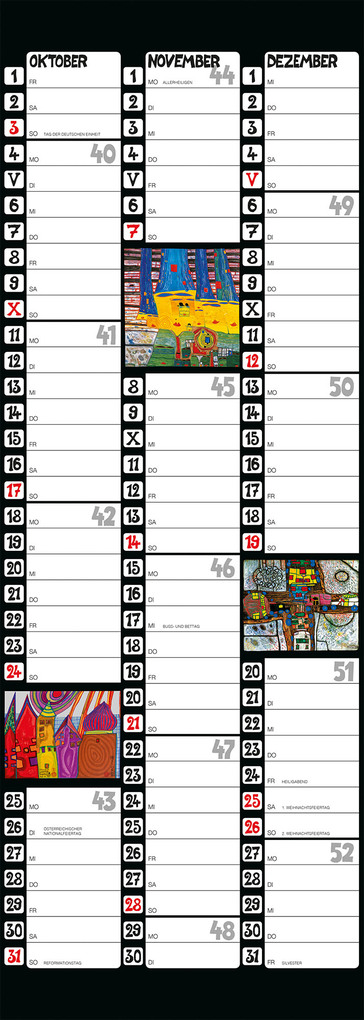 Weitere Ansicht: Hundertwasser Streifenkalender Art 2027 | Friedensreich Hundertwasser