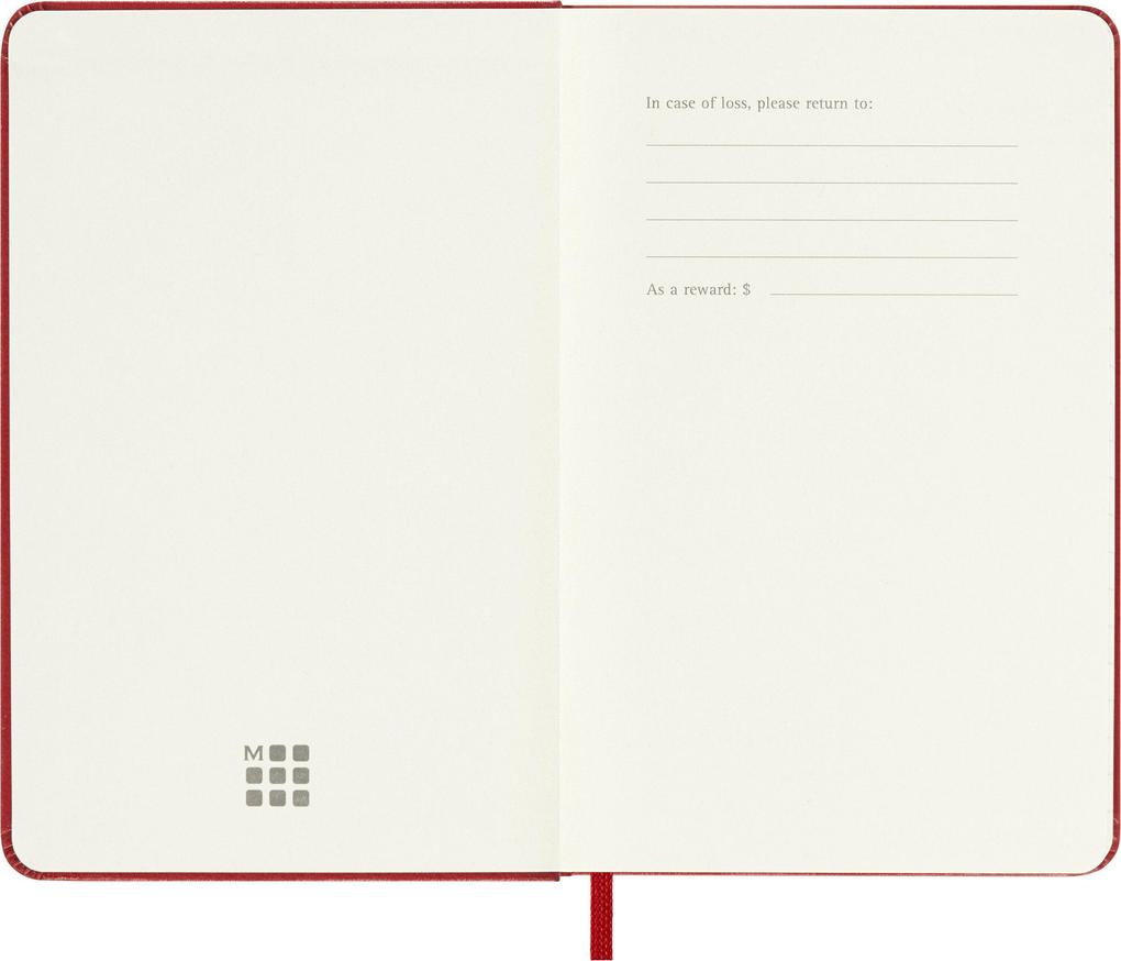 Weitere Ansicht: Moleskine 12 Monate Wochen Notizkalender 2027, Pocket/A6, 1 Wo = 1 Seite, rechts linierte Seite, Fester Einband, Scharlachrot