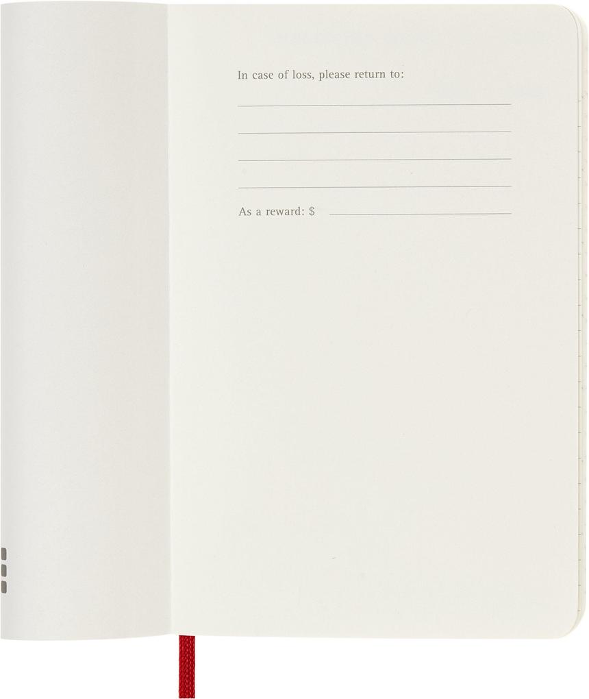 Weitere Ansicht: Moleskine 12 Monate Wochen Notizkalender 2027, Pocket/A6, 1 Wo = 1 Seite, rechts linierte Seite, Weicher Einband, Scharlachrot