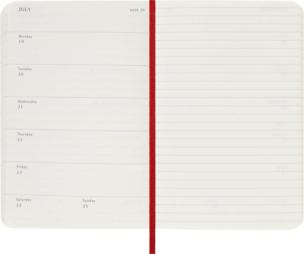 Weitere Ansicht: Moleskine 12 Monate Wochen Notizkalender 2027, Pocket/A6, 1 Wo = 1 Seite, rechts linierte Seite, Weicher Einband, Scharlachrot