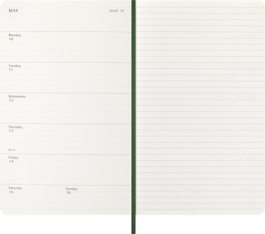 Weitere Ansicht: Moleskine 12 Monate Wochen Notizkalender 2027, Large/A5, 1 Wo = 1 Seite, rechts linierte Seite, Weicher Einband, Myrtengrün
