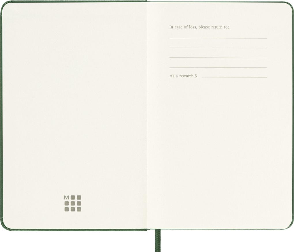 Weitere Ansicht: Moleskine 12 Monate Wochen Notizkalender 2027, Pocket/A6, 1 Wo = 1 Seite, rechts linierte Seite, Fester Einband, Myrtengrün