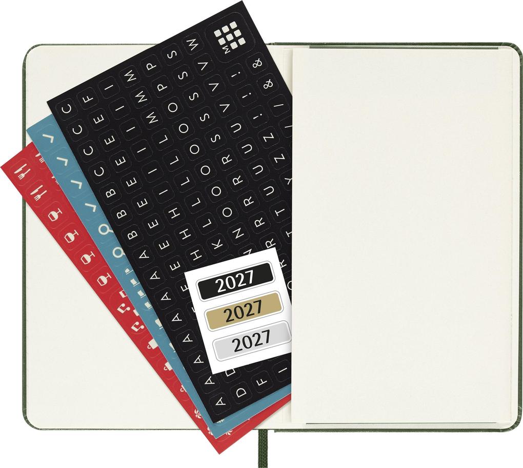Weitere Ansicht: Moleskine 12 Monate Wochen Notizkalender 2027, Pocket/A6, 1 Wo = 1 Seite, rechts linierte Seite, Fester Einband, Myrtengrün