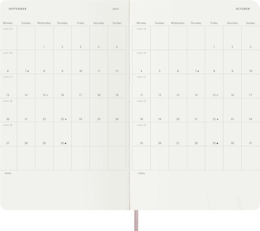 Weitere Ansicht: Moleskine Precious & Ethical 12 Monate Wochen Notizkalender 2027, L/A5, Liniert, Weicher Einband, Mamba Rose, mit Box