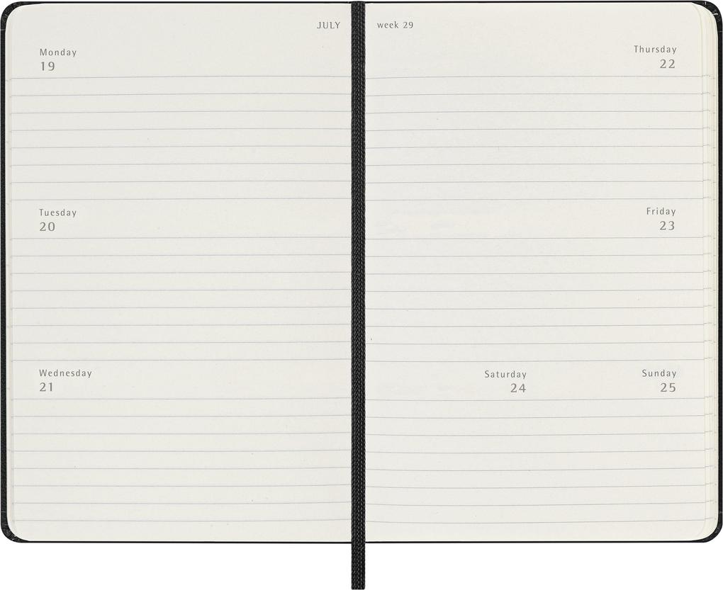 Weitere Ansicht: Moleskine 12 Monate Wochenkalender 2027, Pocket/A6, 1 Wo = 2 Seiten, horizontal, fester Einband, Schwarz