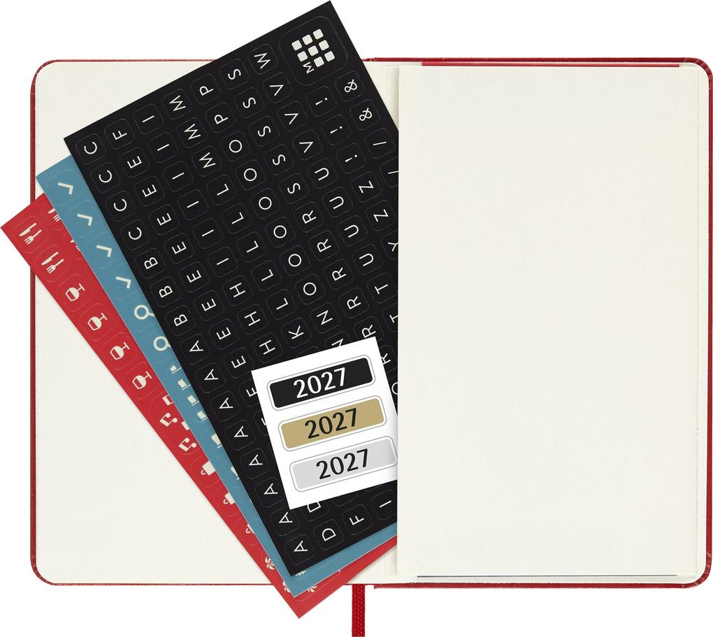 Weitere Ansicht: Moleskine 12 Monate Tageskalender 2027, Pocket/A6, 1 Tag = 1 Seite, Fester Einband, Scharlachrot