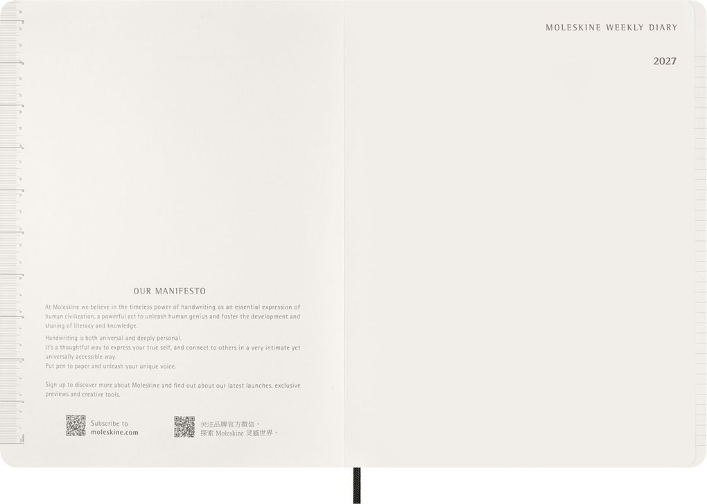 Weitere Ansicht: Moleskine 15 Monate Essential Wochenkalender 2026/2027, 1 Wo = 2 Seiten, vertikal, XXL, weicher Einband, Schwarz