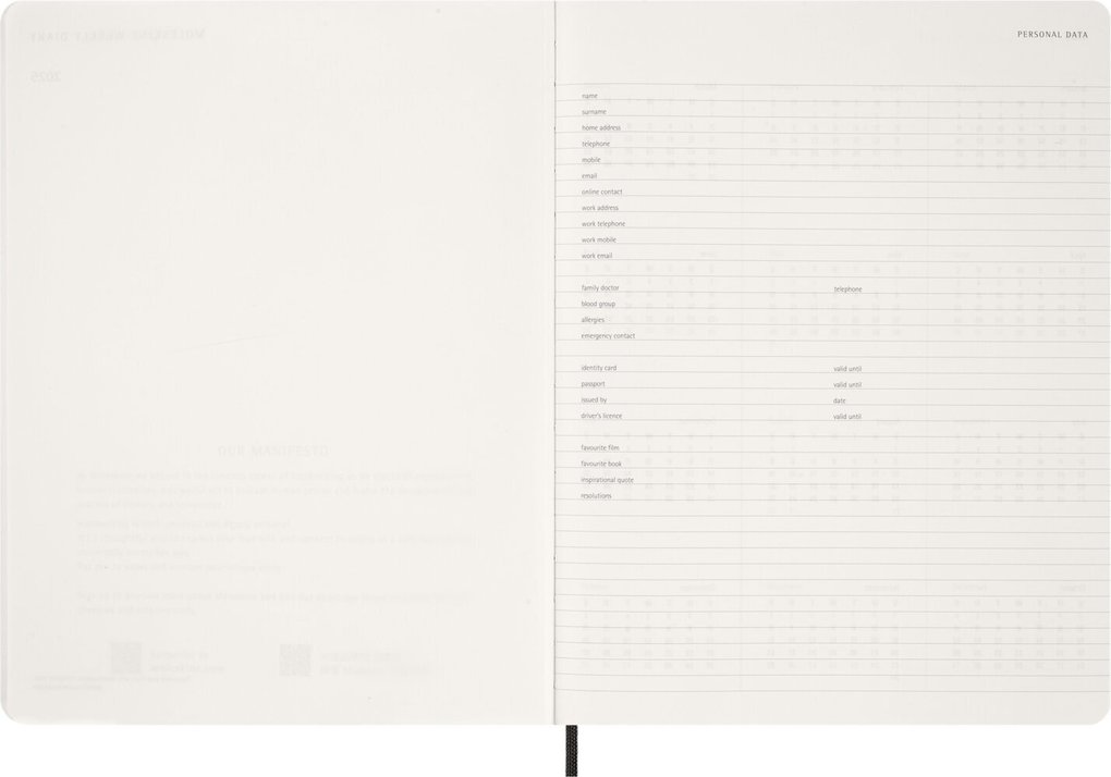 Weitere Ansicht: Moleskine 15 Monate Essential Wochenkalender 2026/2027, 1 Wo = 2 Seiten, vertikal, XXL, weicher Einband, Schwarz